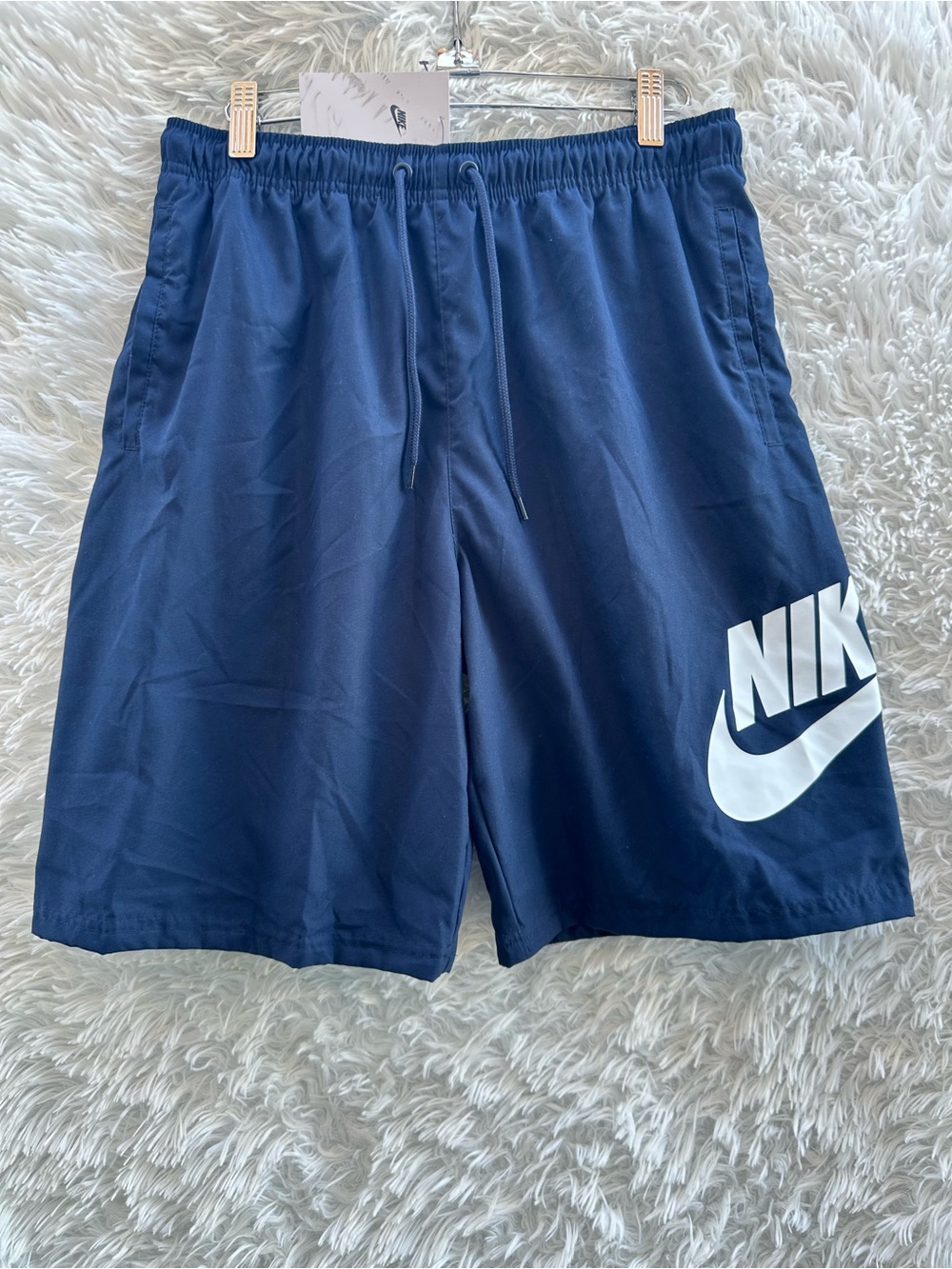 Nike Navy Blue Active Shorts with white logo
